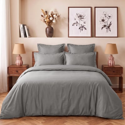 Housse de couette en satin de coton 120 fils VERSALUXE UNI SENSEI MAISON