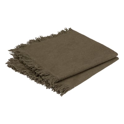 2 Serviettes de tables a franges en coton EDEN