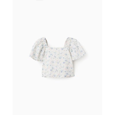 Haut Floral avec Manches Papillon et Dos Ouvert ZIPPY