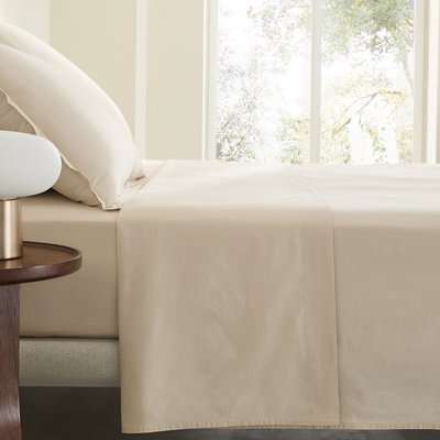 Sabbal Washed Cotton Percale Flat Sheet AM.PM