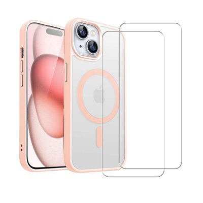 Coque Anti-choc compatible Magsafe pour Iphone 15 + 2 vitres EVETANE