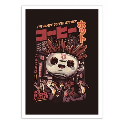 Affiche d’art et cadre noir 30 x 40 cm - Black coffee - Ilustrata WALL EDITIONS