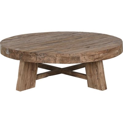 Table basse ronde en teck recyclé style naturel salon chaleureux RECOLLECTION