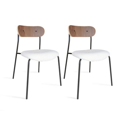 Lot de 2 chaises en tissu et dossier en finition noyer, GASTON NOW'S HOME