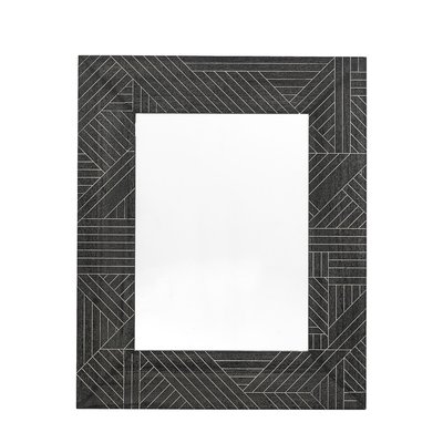 110 x 90cm Black Wood Rectangle Mirror SO'HOME