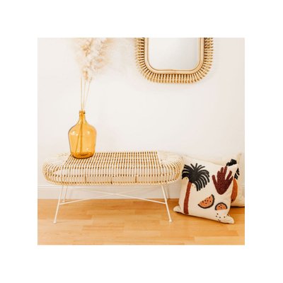 Banc enfant en rotin et métal - JAVA BLANC SAUDARA COLLECTIONS