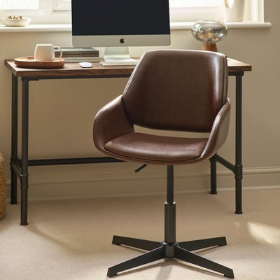 Pembroke Vintage Faux-Leather Swivel Office Chair SO'HOME