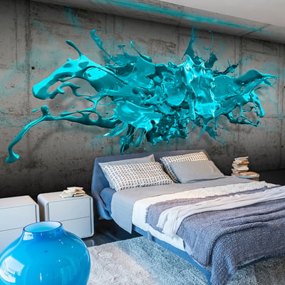 Papier peint intissé panoramique Abstractions Blue Ink Blot EDEN
