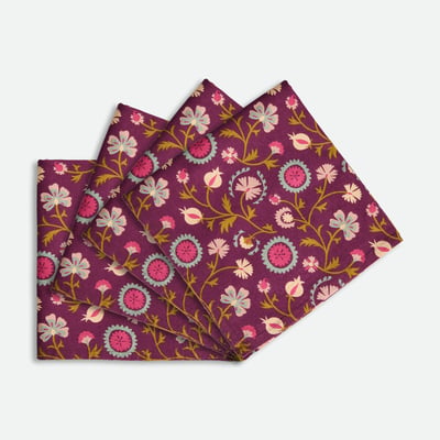 Set di 4 tovaglioli, stampa floreale, cotone lavato, IZILD LA REDOUTE INTERIEURS