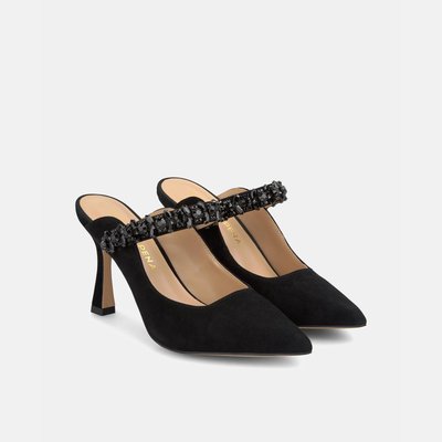 Escarpins en cuir à bride strassée ALMA EN PENA