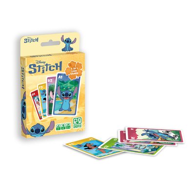 Shuffle  Jeu de Cartes 4 en 1 Stitch - 7 Familles, Bataille, Memo et Action CARTAMUNDI