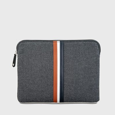 E2R Pochette ordinateur 13 pouces en tissu upcyclé gris et noir OH MY BAG