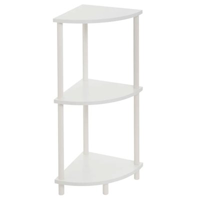 Étagère d'angle 3 plateaux en bois et métal blanc 30x30x76cm WADIGA