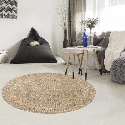 Tapis rond tissé en jute motif uni JUTERON UN AMOUR DE TAPIS