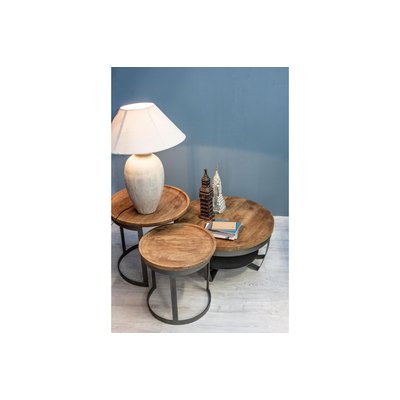Table basse ronde en bois et métal - COSTALE HELLIN, DEPUIS 1862