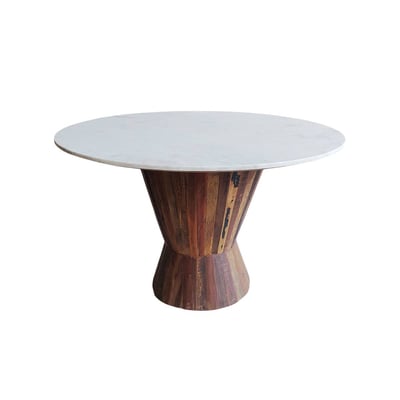 Table à manger en bois recyclé et en marbre ANYA MADE IN MEUBLES 