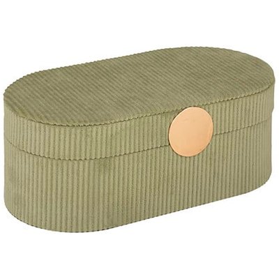 Boîte à bijoux de voyage velours côtelé vert 13x10x25.5cm ATMOSPHERA