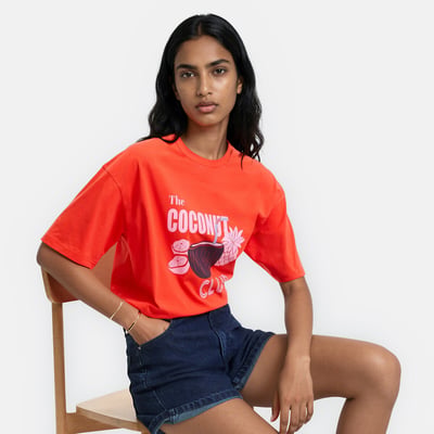 T-shirt col rond manches courtes imprimé LA REDOUTE COLLECTIONS