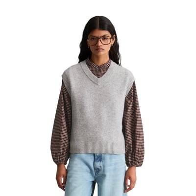 Gilet sans manches coupe classique en laine vierge douce MARC O’POLO DENIM