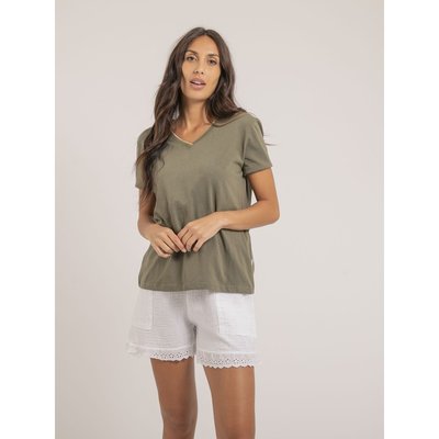 T-shirt Col V Pur Coton Famia DONA LISA