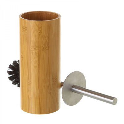 Brosse WC en Bambou, Inox et Brosse Noire Rond WADIGA