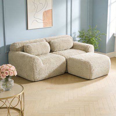Canapé d'angle réversible 2 places avec pouf, WIND MEUBLES COSY
