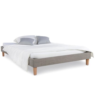 Lit rembourré avec matelas 140x200 Sommier à lattes HOMESTYLE4U