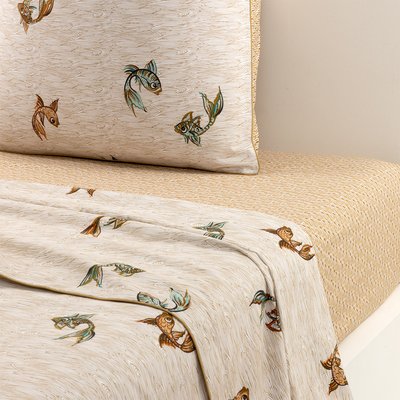 Drap plat en percale de coton beige, MENORCA OLIVIER DESFORGES
