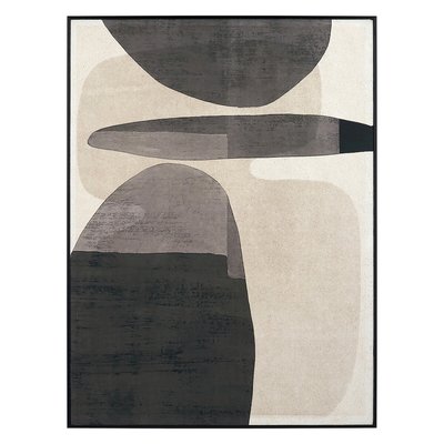 80 x 60cm Natural Canvas with Monochrome Ovals & Black Frame SO'HOME