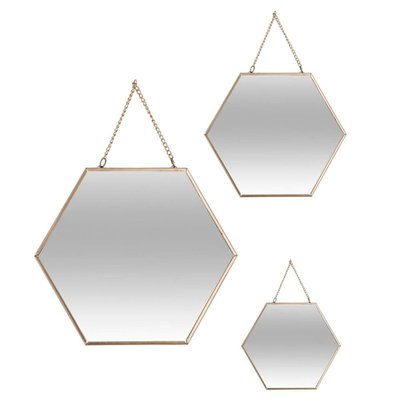 Ensemble De 3 Miroirs Hexa Chaîne Or ATMOSPHERA