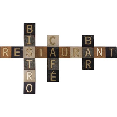 Décoration murale en fer lettres Restaurant - Café - Bistro - Bar 100 x 60 cm ANTIC LINE CRÉATIONS