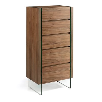 Chiffonnier en bois de noyer et verre ANGEL CERDA