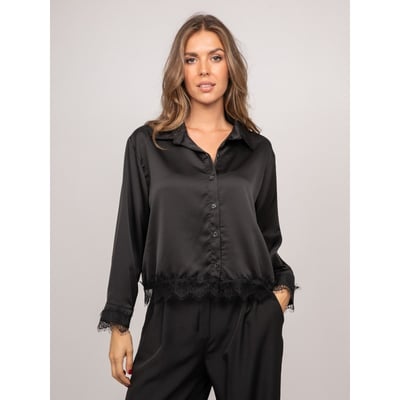 Chemise Courte En Satin Bordée De Dentelle Olenka DONA LISA