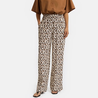 Pantalon large à taille élastiquée imprimé léopard LA REDOUTE COLLECTIONS
