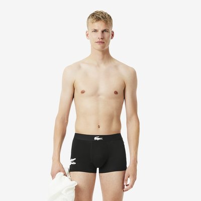Lote de 3 calzoncillos bóxer cortos estampados de algodón elástico LACOSTE