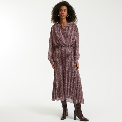 Vestido plissado, estampado gráfico, comprido LA REDOUTE COLLECTIONS