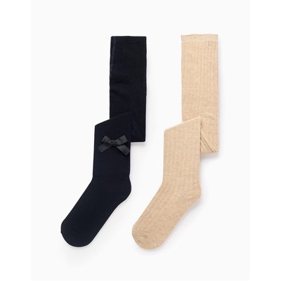 Pack 2 Collants Côtelé/Avec Noeud ZIPPY