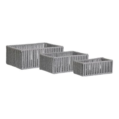 Panier de rangement déco en coton gris et blanc (lot de 3) PIER IMPORT