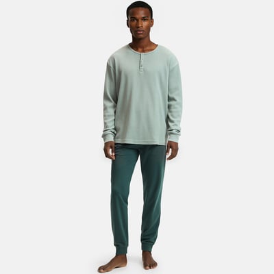 Organic Cotton Pyjamas with Long Sleeve Grandad Collar T-Shirt LA REDOUTE COLLECTIONS