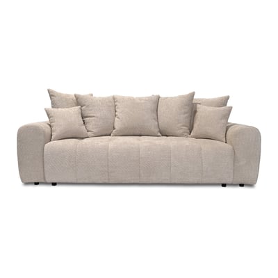 Canapé droit convertible 3 places en tissu bouclette, ROXELANE BOBOCHIC
