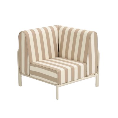 Fauteuil d'angle rayé pour salon de jardin modulable, PATIO OVIALA