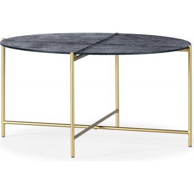 Table basse en verre et métal, design sablé RECOLLECTION