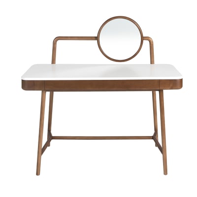 Bureau coiffeuse en noyer avec plateau en bois et miroir ANGEL CERDA