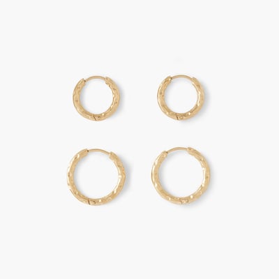 Set de 2 petites créoles martelées acier inoxydable doré BALABOOSTE