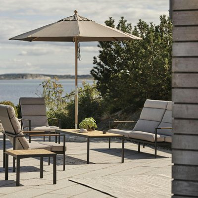Salon de jardin en aluminium noir et teck (4 pièces) STOCKHOLM PIER IMPORT
