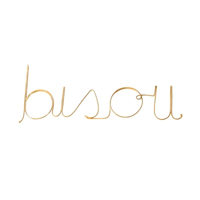 Mot fil de laiton doré "BISOU" -  LOJI HOME MAISON