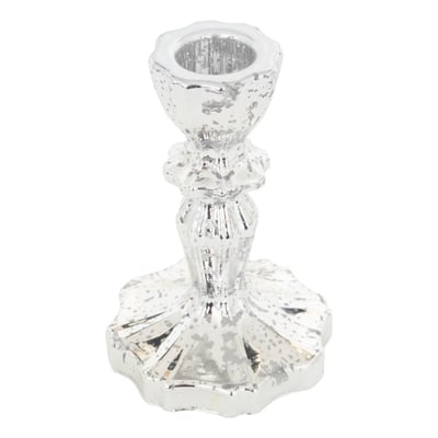 Bougeoir de Noël en verre argenté H. 11 cm FEERIC LIGHTS & CHRISTMAS