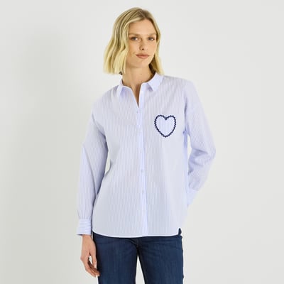 Chemise brodée à rayures GRAIN DE MALICE