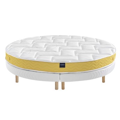 Matelas rond mousse HR55, sommier, pieds SOMEO