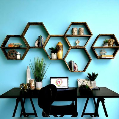 Étagère murale décorative - forme hexagonale, lot de 6 AVIALA PIER IMPORT